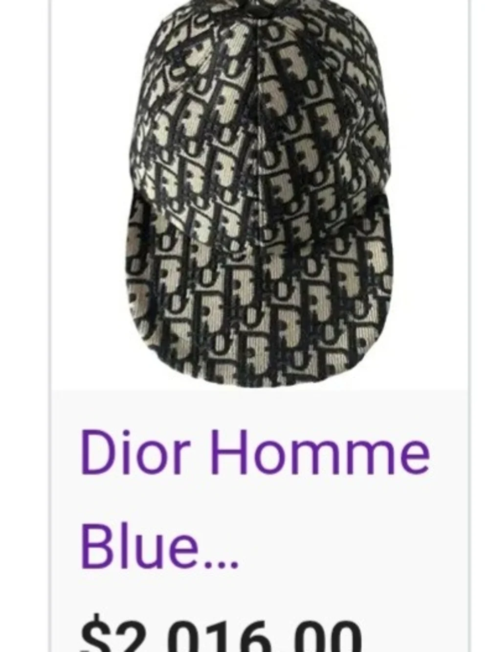 Christian Dior Vintage Monogram Navy and White Baseball Cap